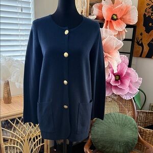 J. Crew Navy Giselle Button Up Preppy Nantucket Cardigan Lady Sweater Blazer